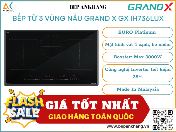  Bếp từ 2 vùng nấu Grand X GX IH736Lux - Made In Malaysia